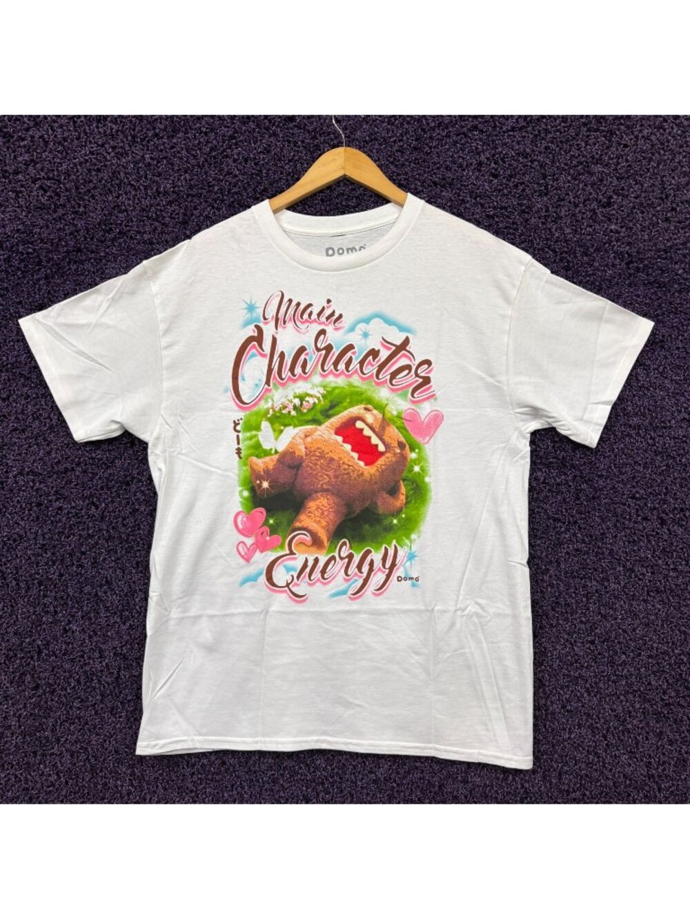 Domo Main Character Energy Airbrush Style Kawaii T-Shirt L